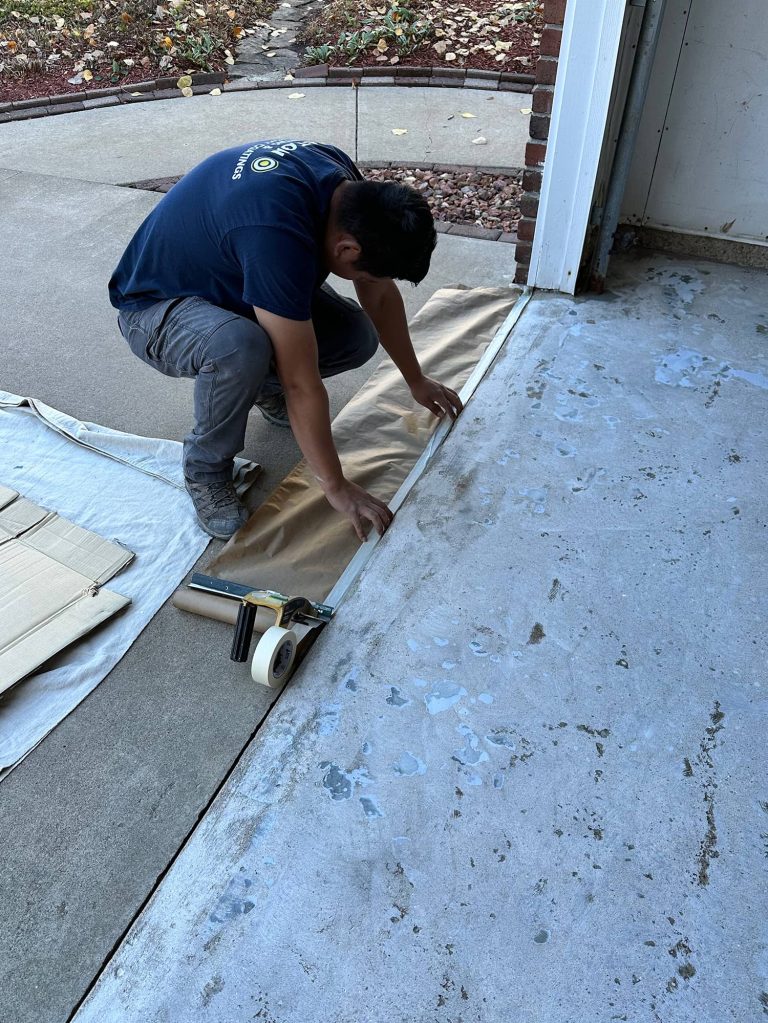 A residential garage being prep for Epoxy floor application