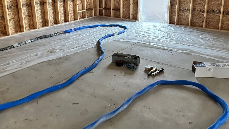 A residential garage being prep for Epoxy floor application