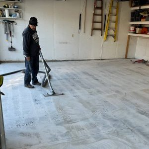 Garage floor prepped for epoxy floor coating by Action Painting in Appleton