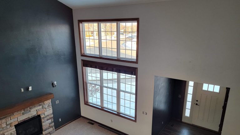 A birds' eye view the interior of a house after being freshly painted