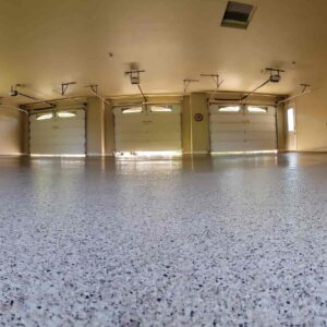 Finished garage floor coating with flake system in Appleton, Wisconsin.